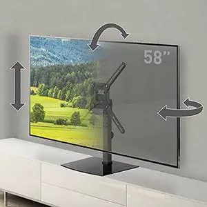 barkan tabletop tv mount, 29-58 inch swivel & tilt flat/curved tv stand base, holds up to 55 lbs, patented, tempered glass, 3 year warranty, fits led oled lcd, black barkan tabletop tv mount, 29-58 inch swivel & tilt flat/curved tv stand base, holds up to 55 lbs, patented, tempered glass, 3 year warranty, fits led oled lcd, black
