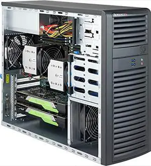 supermicro cse-732d3-1k26b black sc732d3 tower chassis with 1200w ps2 power supply