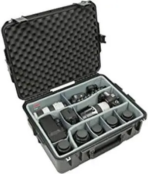 skb cases 3i-2217-8dt iseries professional camera case, black/gray