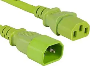 cable leader 18 awg computer power extension cord (iec320 c13 to iec320 c14), color ul listed (2 foot (1 pack), green)