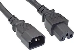 cablelera ac extension power cord, iec320 c14 to iec320 c15, 14 awg, 15a, 250v (zwacdeae-03)