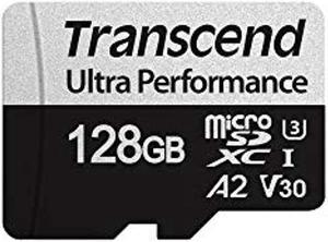 transcend 128gb microsdxc 340s high performance memory card uhs- i, u3, v30, a2, 4k, full hd - ts128gusd340s