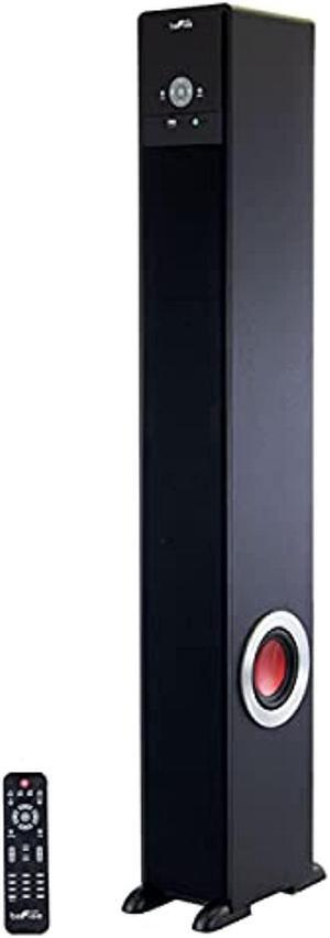 befree sound bluetooth powered 90 watt tower speaker in black with 5.1 inch subwoofer,bfs-tower speaker