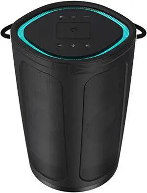 altec lansing imw899 soundbucket xl | rugged portable waterproof snowproof wireless bluetooth speaker, built-in qi wireless charging, illuminating led lights (black)