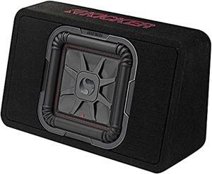 kicker 46tl7t102 10 inch 2 ohm 500 watt rms power and 1000 watts peak power single car audio thin profile subwoofer enclosure, black