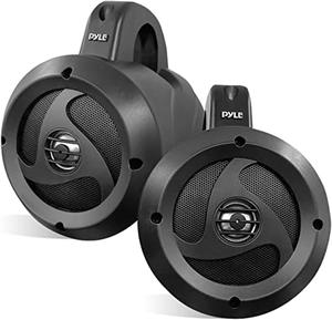 2-way dual waterproof off-road speakers - 4 inch 900w marine grade wakeboard tower speakers system, full range outdoor audio stereo speaker for atv, utv, quad, jeep, boat - pyle plutv40bk (black)