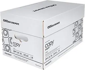 office depot white copy paper, 8 1/2in. x 11in, 20 lb, 500 sheets per ream, case of 10 reams, 40402786
