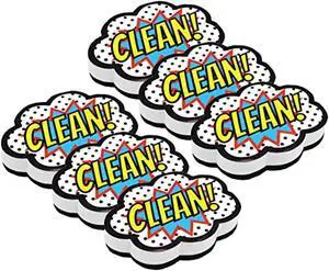 ashley productions magnetic whiteboard eraser, superhero clean!, pack of 6