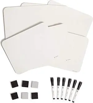 u brands dry erase lap board value pack, 12? x 9?, includes markers, erasers, 6 count