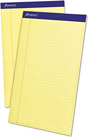 ampad top20230 20-230 evidence perf 8-1/2x14 pads, wide rule, red margin, canary, 50 sheets, dozen ampad top20230 20-230 evidence perf 8-1/2x14 pads, wide rule, red margin, canary, 50 sheets, dozen