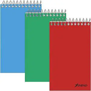 Memo Pads Narrow Rule Assorted Cover Colors 60 White 3 x 5 Sheets Dozen 25087