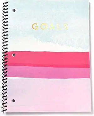 gartner studios goals spiral notebook, pink and blue, 8 by 10.5 inches, 80 pages, 1 count (52521)