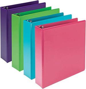 Samsill Earth's Choice Plant Based Durable View Binders 3 Round Ring Lime Purple Pink White 4 Pack (MP48669)