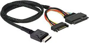 cabledeconn oculink sff-8611 to sff-8639 u.2 u.3 nvme pcie pci-express cable 0.5m for ssd with 15pin sata power cable