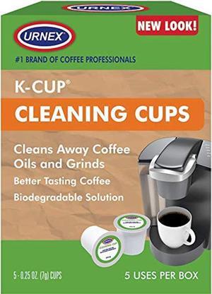 urnex cleaning cups - 5 cups - for keurig k-cup coffee machines