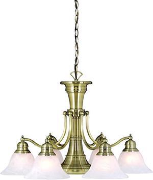 standford 6l antique brass chandelier with down light and switch