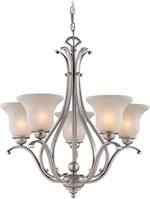 monrovia 5 light brushed nickel chandelier white glass