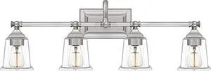 quoizel nlc8604bn nicholas mid century vanity bath lighting, 4-light 400 watts, brushed nickel