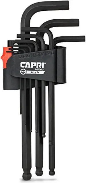 capri tools hex key wrench set, long arm ballpoint end, sae, premium s2 steel
