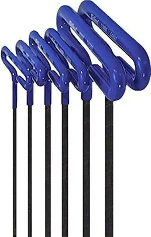 eklind 55166 cushion grip hex t-key allen wrench - 6pc set metric mm sizes 2-6 (6in shaft)