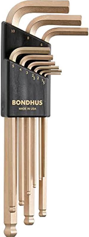 bondhus 38099 goldguard ballpoint l-wrench set - 9 pc. metric