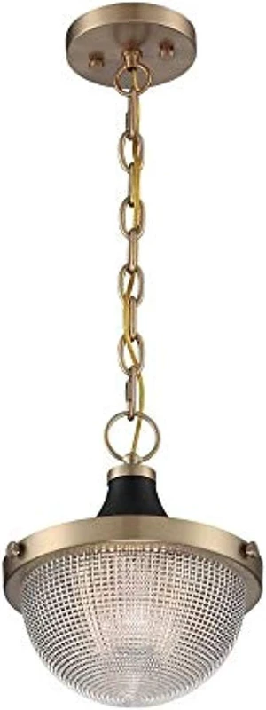nuvo lighting 60/7059 faro - 1 light small pendant, burnished brass/black finish with clear prismatic glass nuvo lighting 60/7059 faro - 1 light small pendant, burnished brass/black finish with clear prismatic glass