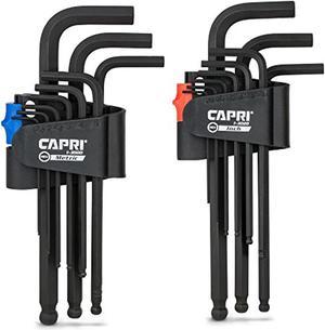 capri tools hex key set, long arm ballpoint end, metric & sae