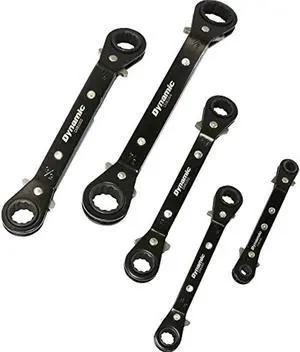 dynamic 5 piece sae double box end, reversible ratcheting wrench set, 25 offset