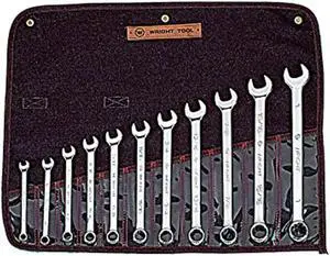 wright tool 911 full polish 12 point combination wrench set 3/8" - 1" (11-piece),silver