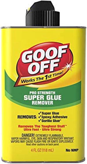 goof off fg678, pro strength can, 4oz super glue remover, yellow