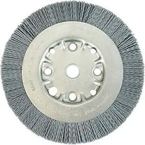 weiler 31122 6" narrow face nylox wheel.035/180sc crimped fill, 5/8"-1/2" arbor hole, made in the usa