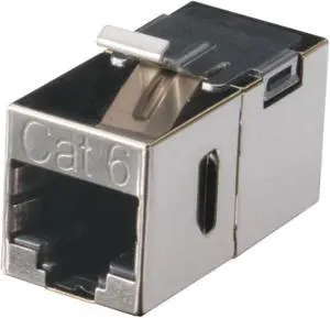 black box cat6 keystone feed-through straight-pinned coupler, shielded, metal black box cat6 keystone feed-through straight-pinned coupler, shielded, metal