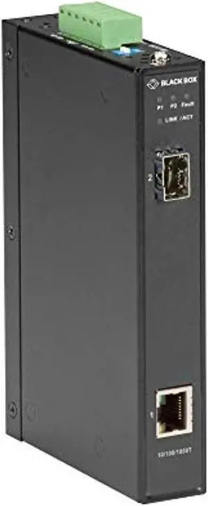 black box lgc280 series gigabit industrial media converter sfp - 1 x network (rj-45) - gigabit ethernet - 10/100/1000base-t, 1000base-x - 1 x expansion slots - sfp (mini-gbic) - 1 x sfp slots - rail-m