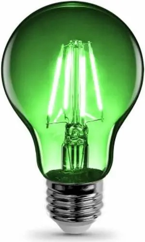 feit electric a19/tg/led 40w equivalent 4.5 watt dimmable filament clear glass a19 led light bulb, green