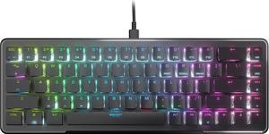 roccat usb vulcan ii mini - 65% optical pc gaming keyboard with customizable rgb illumination, detachable cable, button duplicator, aluminum plate, 100m keystroke durability - black (roc-12-043)
