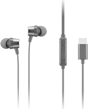 lenovo - 300 wired in-ear usb-c headphones - in-line microphone - usb-c connectivity - play & pause button - 3 sizes silicone ear tips included