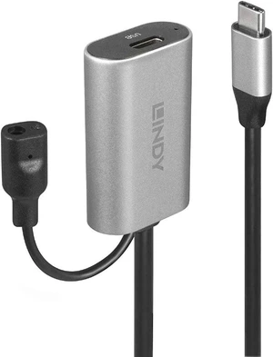 lindy 43271 5 m usb 3.1 active extension cable type c to c - black/silver lindy 43271 5 m usb 3.1 active extension cable type c to c - black/silver