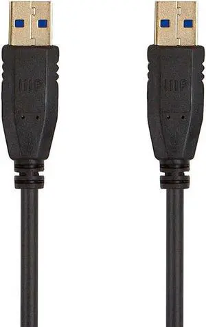 Monoprice USB 3.0 Type-A to Type-A Cable - 1.5 Feet - Black, For Data Transfer, Modems, Printers, Hard Drive Enclosures - Select Series