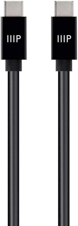 monoprice charge and sync type-c to type-c cable - 3 feet - black, usb 2.0, tpe jacket, fast charging, up to 3a/60w - select series