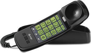 at&t trimline 213-11 corded home phone with extra big buttons & visual ringer. no ac power required, improved easy-wall-mount, lighted keypad, 10 speed dial keys, volume control,senior friendly. black