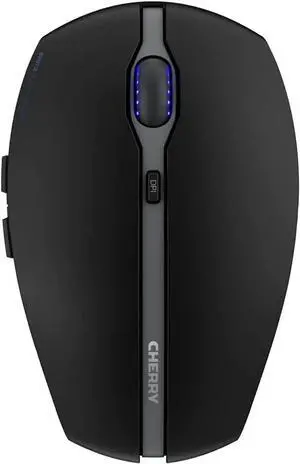 cherry gentix bt wireless bluetooth mouse, multi-device function for up to 3 devices, switchable resolution (1k/2k dpi), 7 buttons and scroll wheel, battery operated (black)