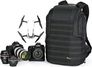lowepro protactic 450 aw ii black pro modular backpack with all weather cover, camera bag for professional use, for laptop up to 15", backpack for professional cameras and drones, lp37177-grl, black