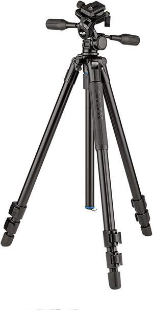 slik pro al-523-3w aluminum tripod kit with sh-747 3-way pan head, black (613-375)