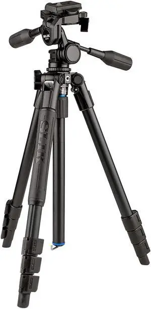 slik pro al-324-3w aluminum tripod kit with sh-747 3-way pan head, black (613-372)