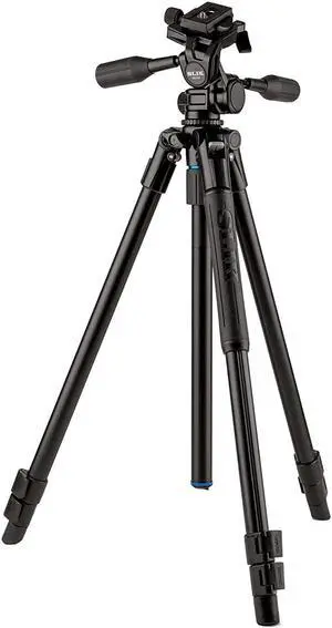 slik pro al-323-3w aluminum tripod kit with sh-747 3-way pan head, black (613-371)