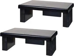 dac stax computer monitor riser, ultra-sturdy adjustable desktop monitor stand, supports up to 66 pounds, medium size, 2-pack, for dual monitor setup dac stax computer monitor riser, ultra-sturdy adjustable desktop monitor stand, supports up to 66 pounds, medium size, 2-pack, for dual monitor setup