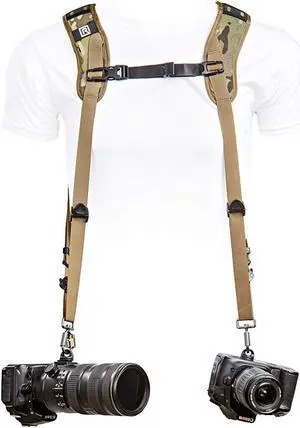 blackrapid double camera harness - multi-terrain camo, designed for 1 or 2 cameras