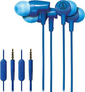 audio-technica sonicfuel in-ear earbud headphones with in-line mic & control (2-pack, ath-clr100isbl) bundle