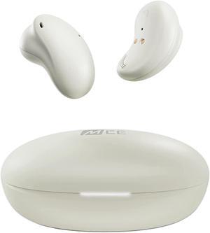 mee audio pebbles wireless earbuds: low profile in-ear bluetooth headphones with headset microphone, call noise reduction- lightweight sweat-resistant earphones for workouts, gaming, calls (sandstone)