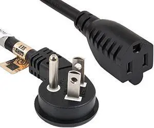 cable leader ultra low profile angle power extension cord nema 5-15p to 5-15r 16/3 awg sjt black (3 ft)
